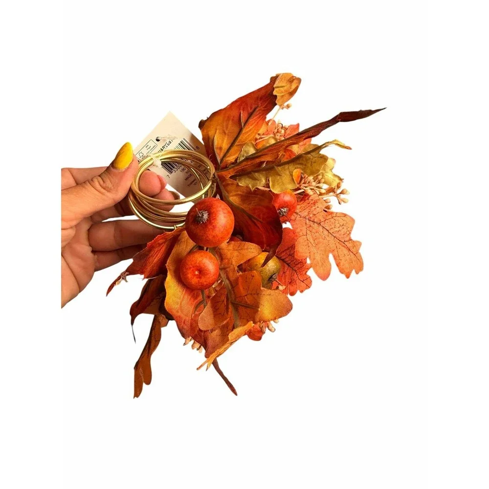 Martha Stewart Collection Leaf Trim Napkin rings set of 4